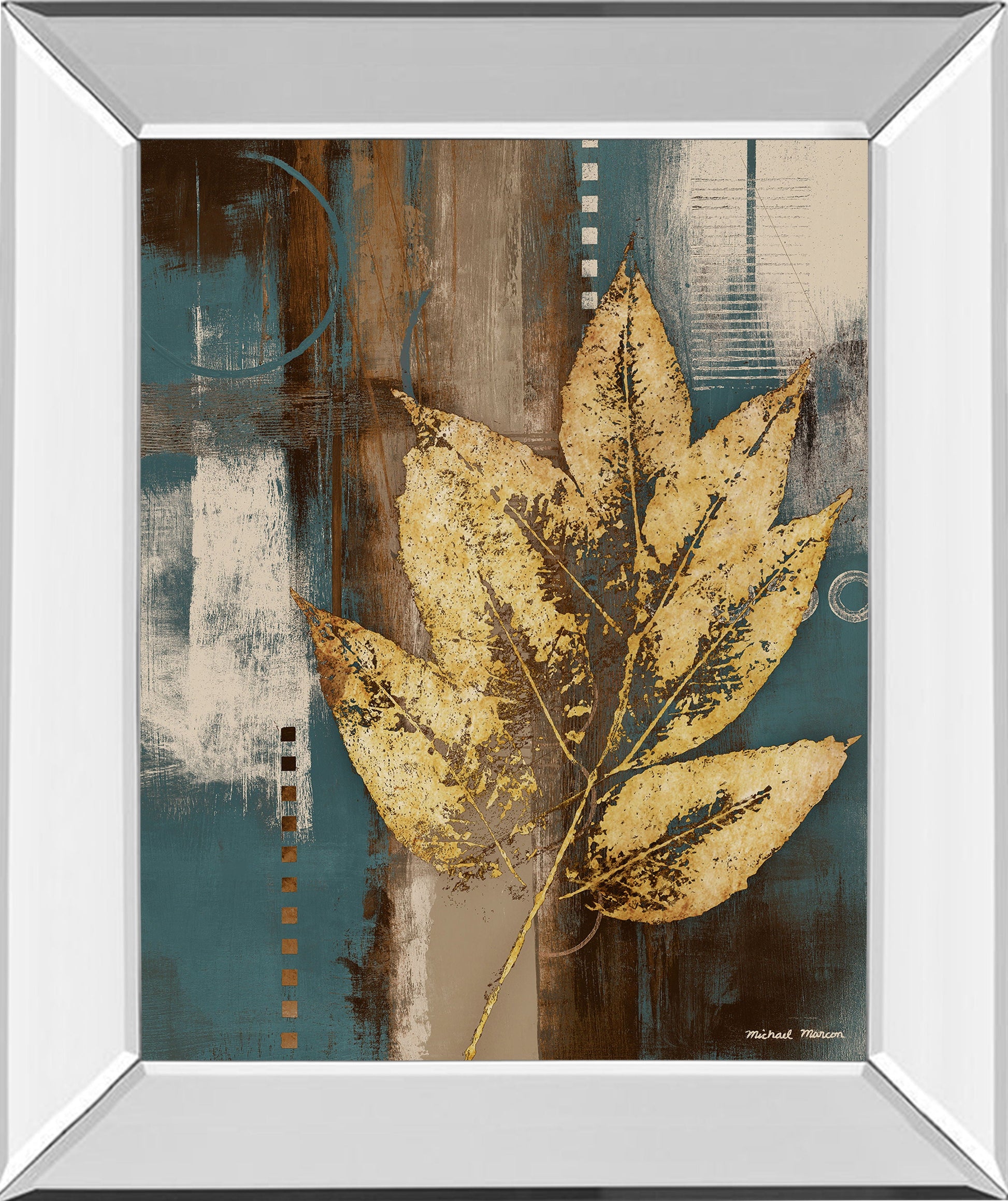 Golden Force I By Michael Marcon - Mirror Framed Print Wall Art - Yellow - Gold Classy Art