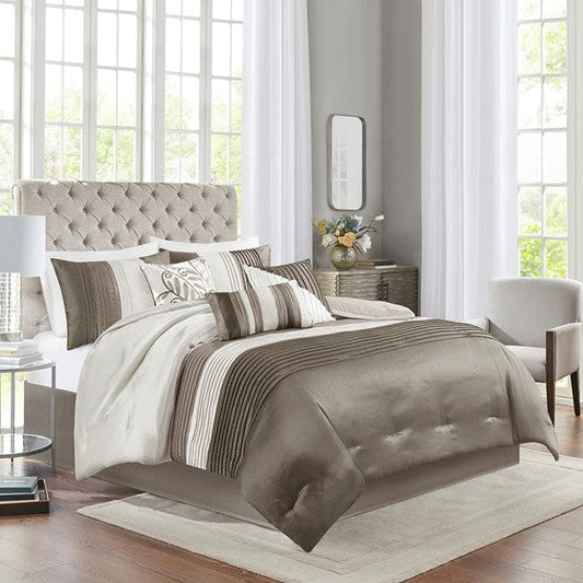 7 Piece Comforter Set Natural Olliix.com