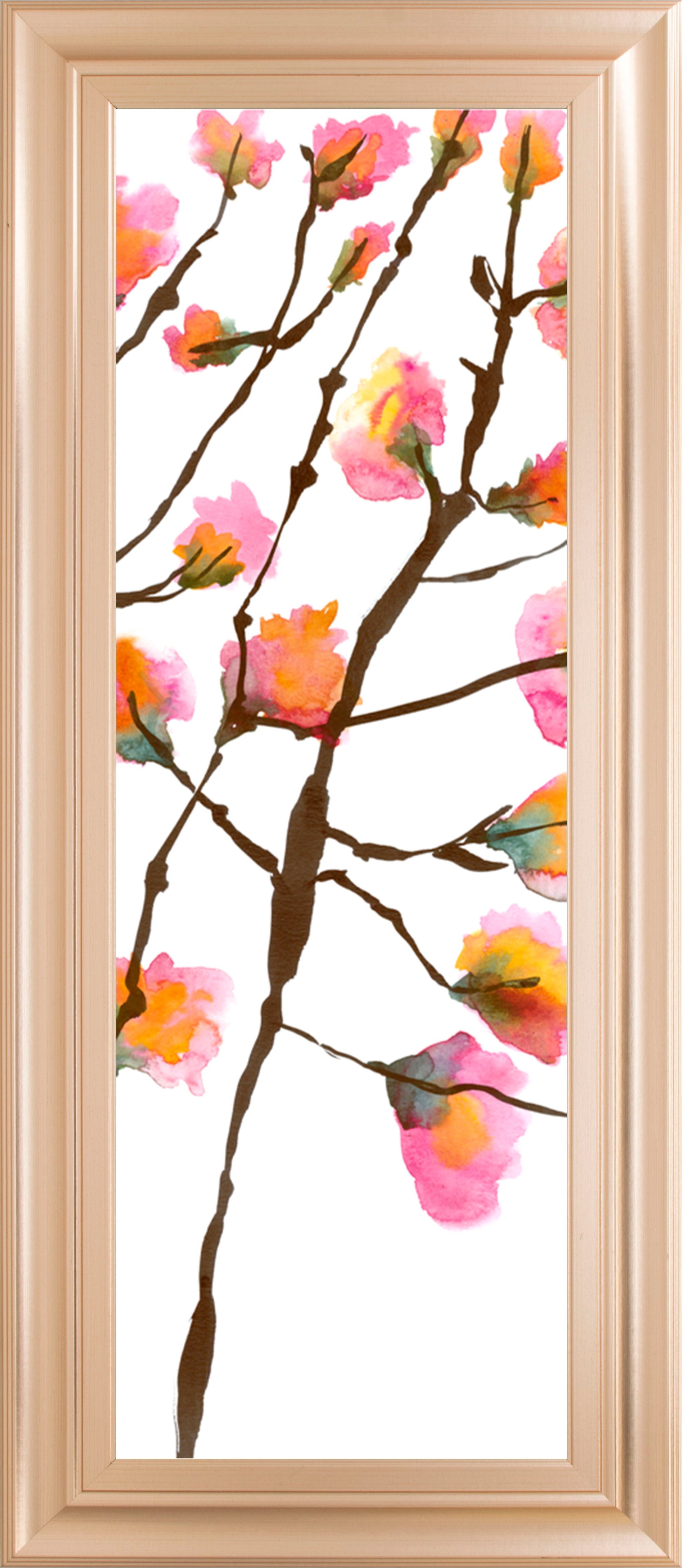 Inky Blossoms II By Deborah Velasquez - Framed Print Wall Art - Pink Classy Art