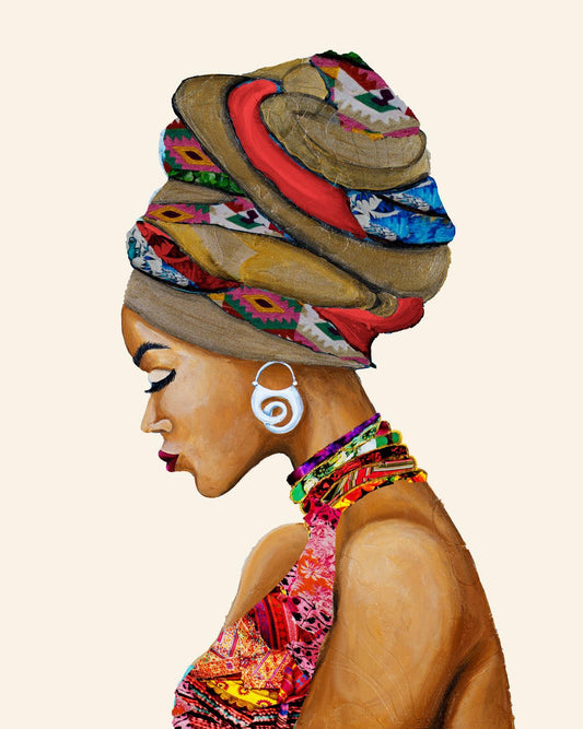 Small - African Goddess By Gina Ritter - Light Brown Classy Art