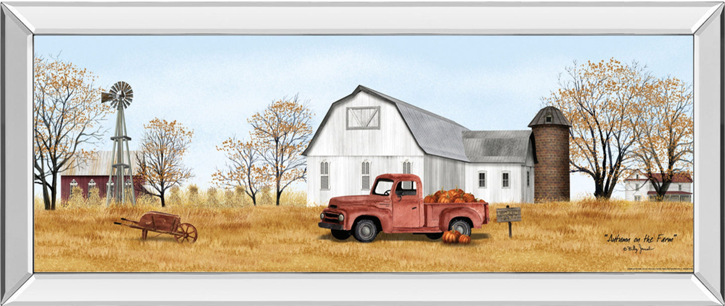 Autumn On The Farm By Billy Jacobs - Mirrored Frame Wall Art - Light Brown Classy Art