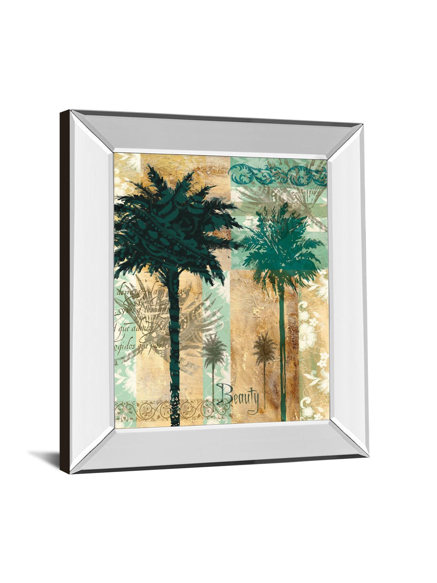 Palm Il By Maeve Fitzsimons - Mirror Framed Print Wall Art - Green Classy Art