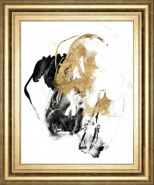 22x26 Black & Gold Splash II By Jennifer Goldberger - Black Classy Art