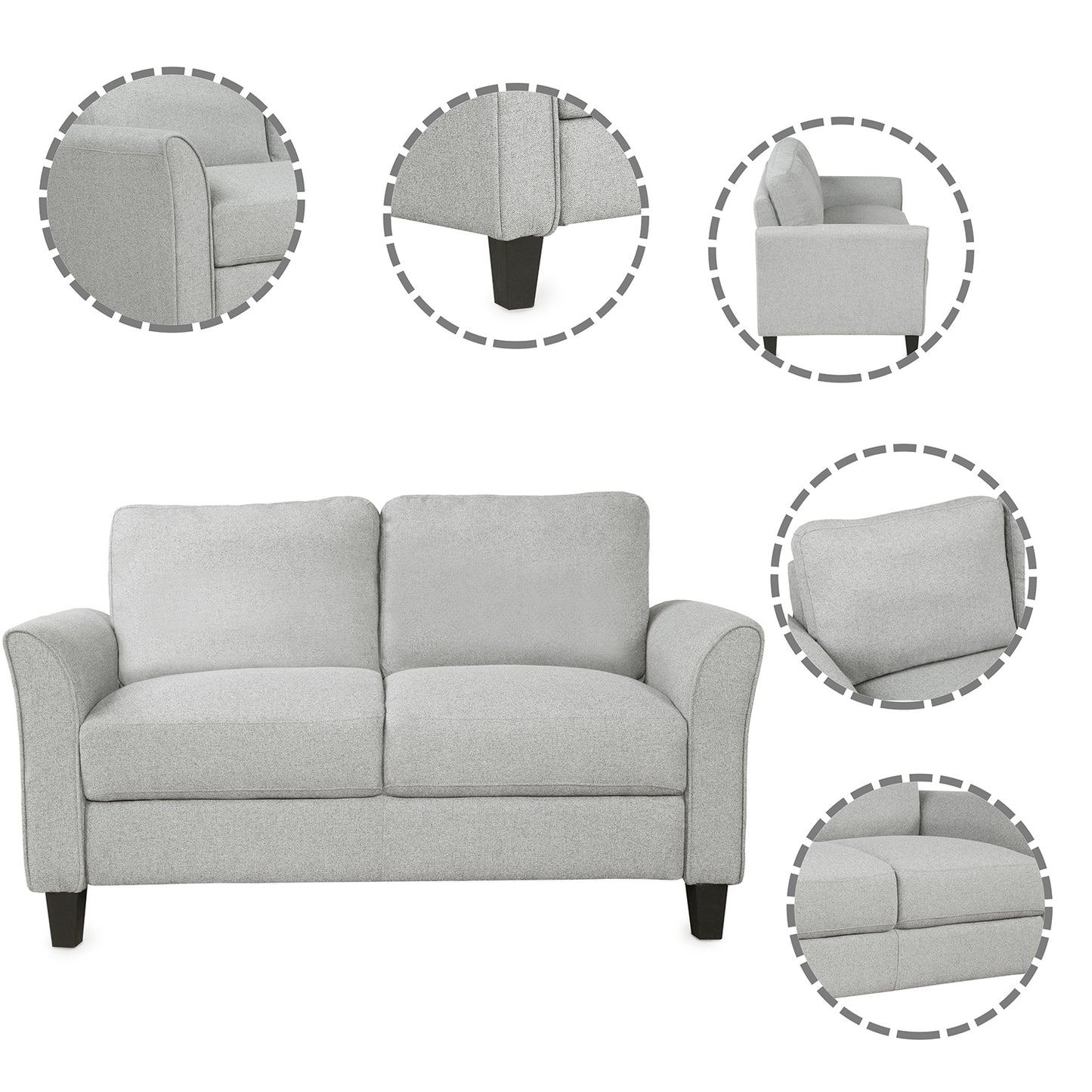 Living Room Sets Furniture Armrest Sofa Single Chair Sofa Loveseat Chair 3-Seat Sofa (ChairLoveseat Chair&3-Seat Sofa, Light Gray) House to Home Furnishings LLC