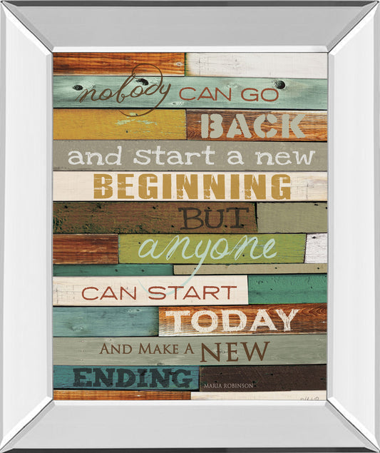 Make A New Ending By Marla Rae Motivational - Mirror Framed Print Wall Art - Dark Brown Classy Art