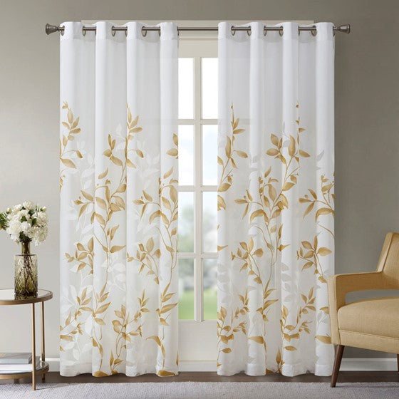 Burnout Printed Curtain Panel Yellow Olliix.com