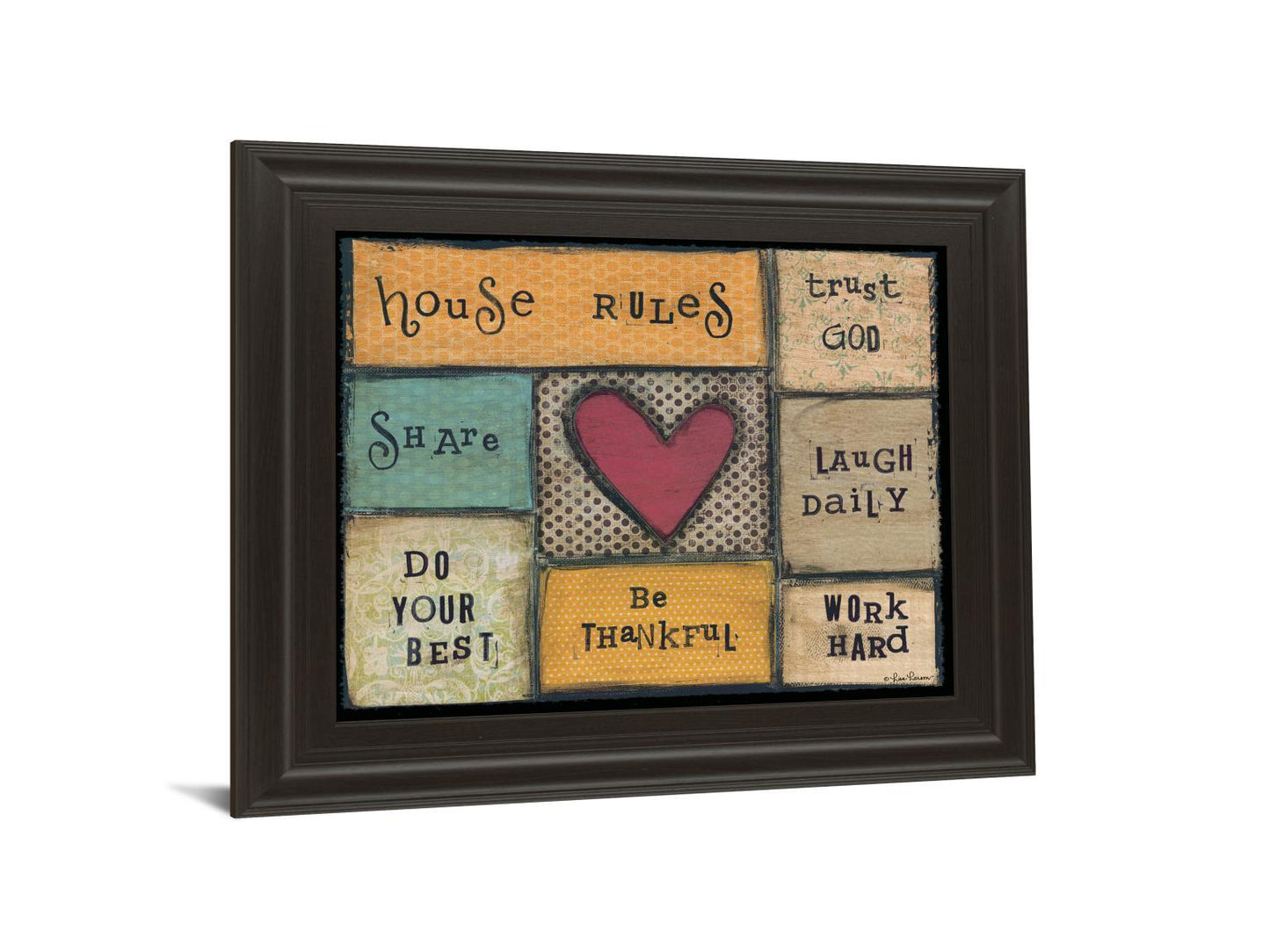 House Rules By Lisa Larson - Framed Print Wall Art - Dark Brown Classy Art