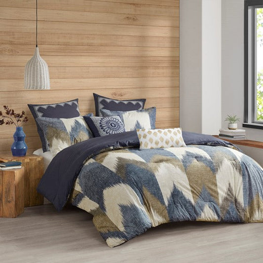 3 Piece Comforter Mini Set Navy Full/Queen Olliix.com