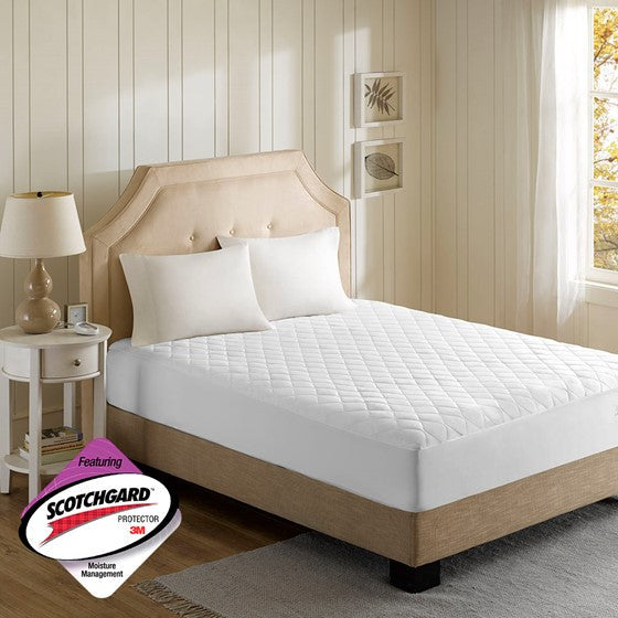 Heated Mattress Pad with 3M Scotchgard White Twin Olliix.com