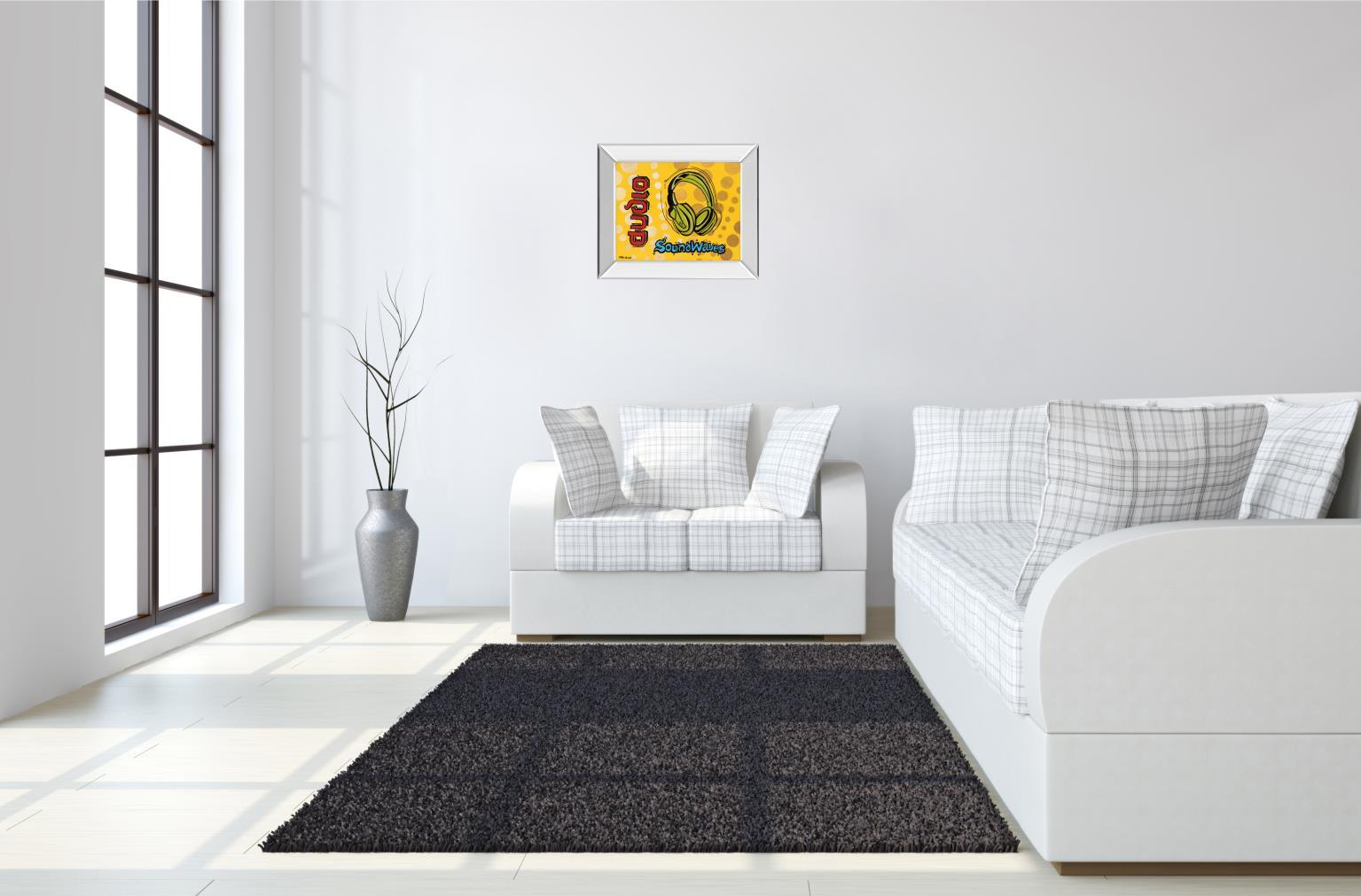 Audio By Tava Luv - Mirror Framed Print Wall Art - Yellow Classy Art