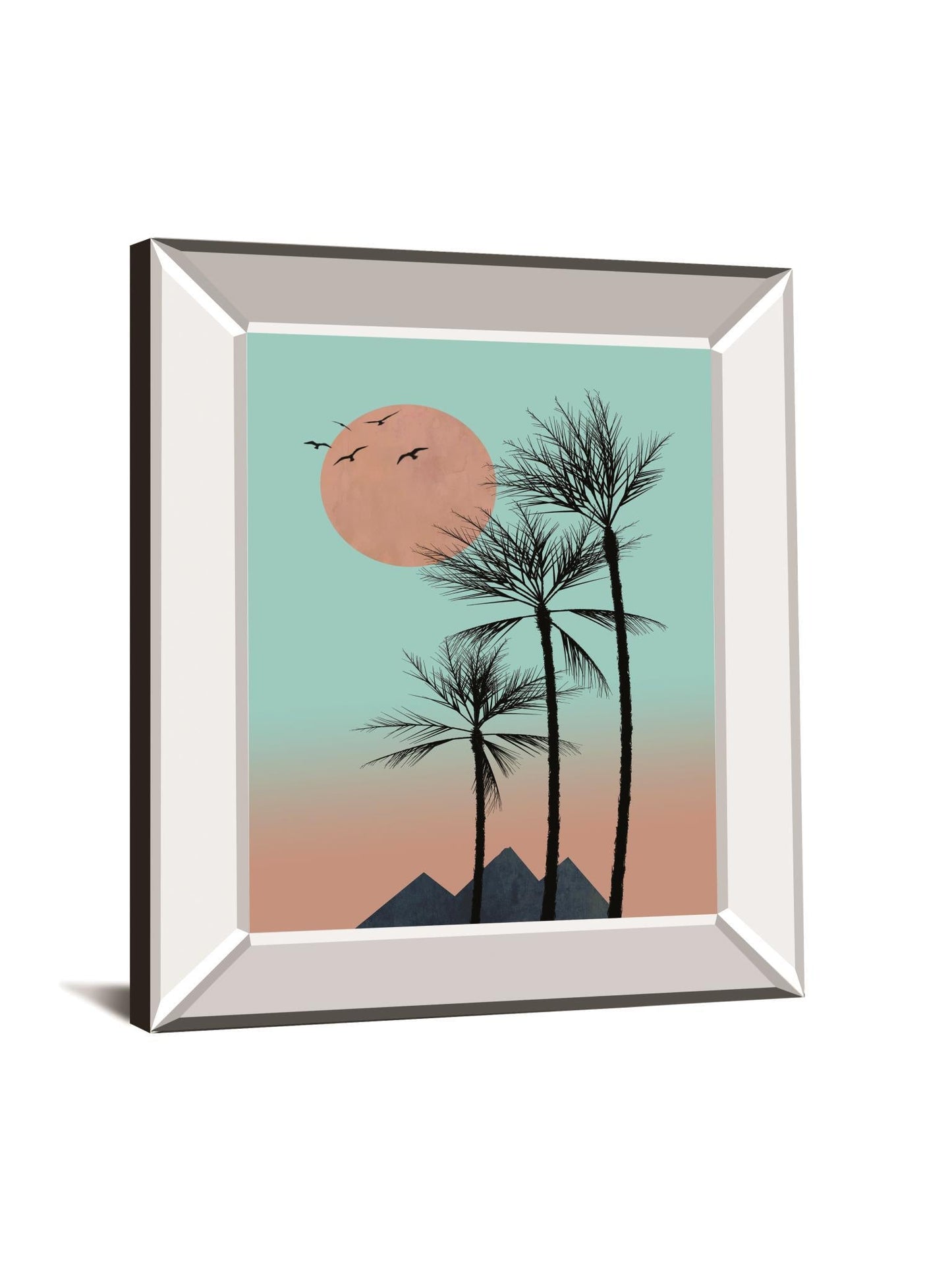 Passion In The Tropics I By Hal Halli - Mirror Framed Print Wall Art - Light Blue Classy Art