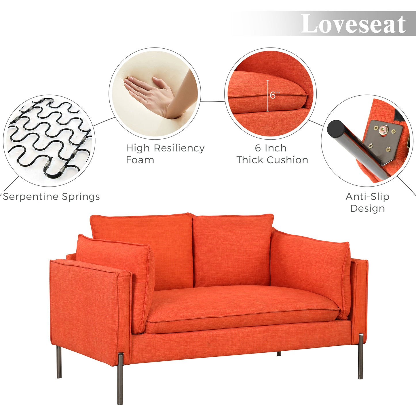 2 Piece Sofa Sets Modern Linen Fabric Upholstered  Loveseat and 3 Seat Couch Set Furniture for Different Spaces,Living Room,Apartment(2+3 seat) House to Home Furnishings LLC