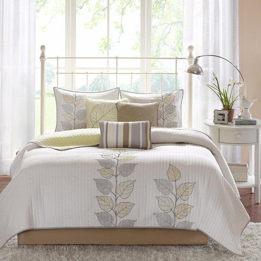 Caelie King/California King 6 Piece Reversible Coverlet Set Yellow Olliix.com