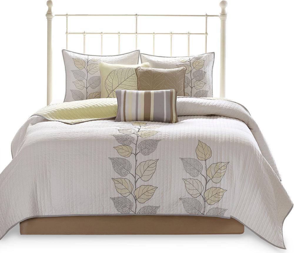 Caelie King/California King 6 Piece Reversible Coverlet Set Yellow Olliix.com