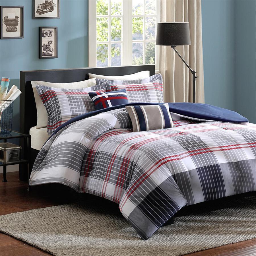 Caleb Lodge/Cabin Comforter Set Blue Full/Queen Olliix.com