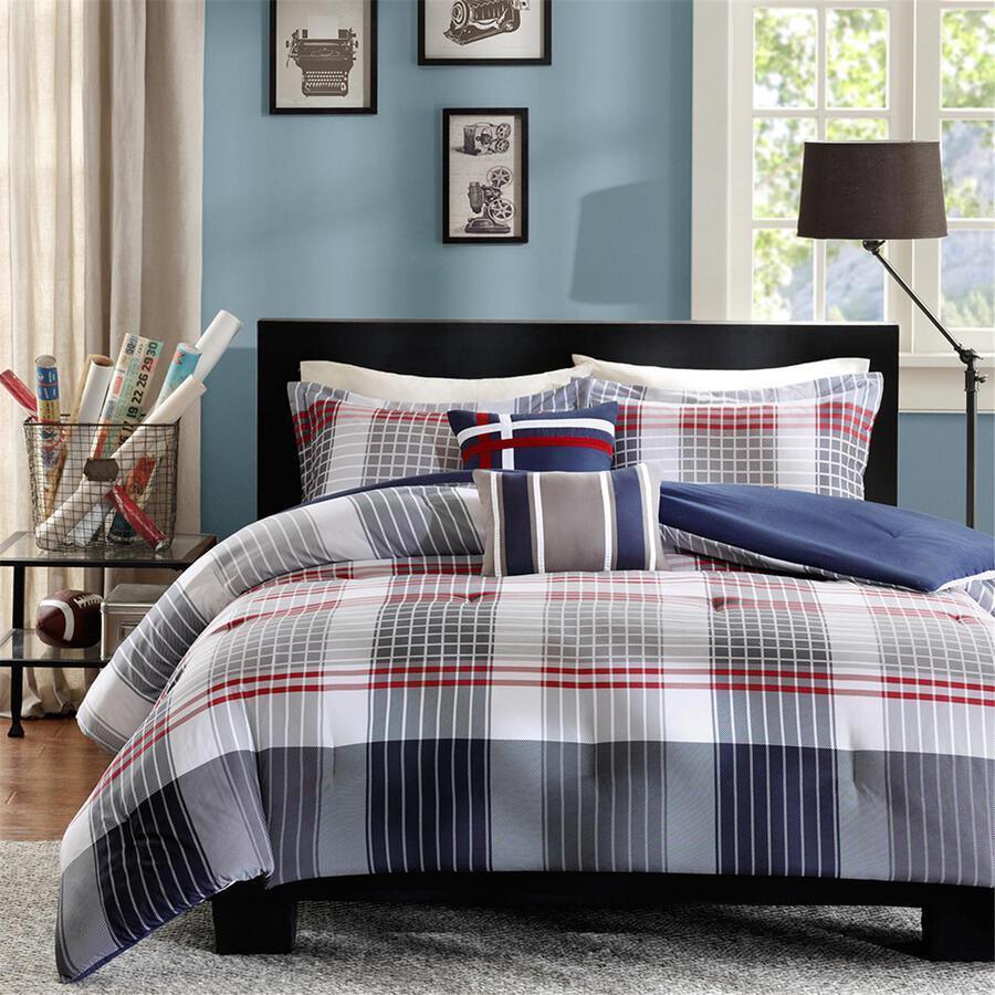 Caleb Lodge/Cabin Comforter Set Blue Full/Queen Olliix.com