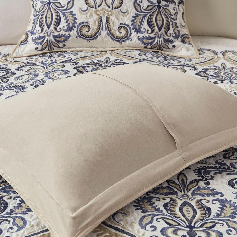 Cali King/California King 6 Piece Reversible Coverlet Set Blue Olliix.com