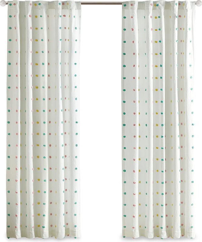 Callie 84" Cotton Jacquard Pom Pom Window Panel Multi Olliix.com