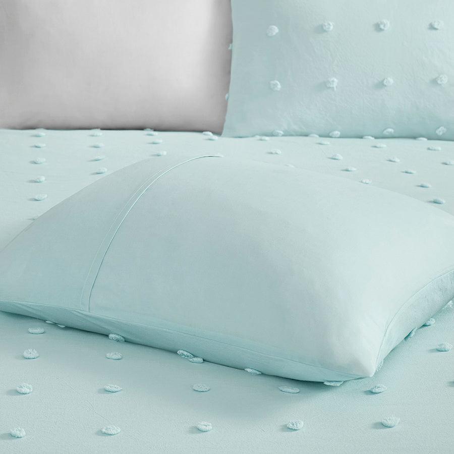 Callie Full/Queen Cotton Jacquard Pom Pom Comforter Set Aqua Olliix.com