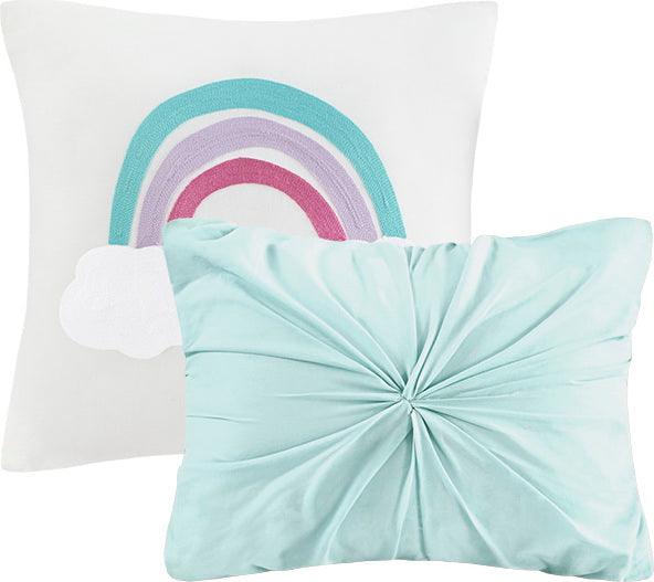 Callie Full/Queen Cotton Jacquard Pom Pom Comforter Set Aqua Olliix.com