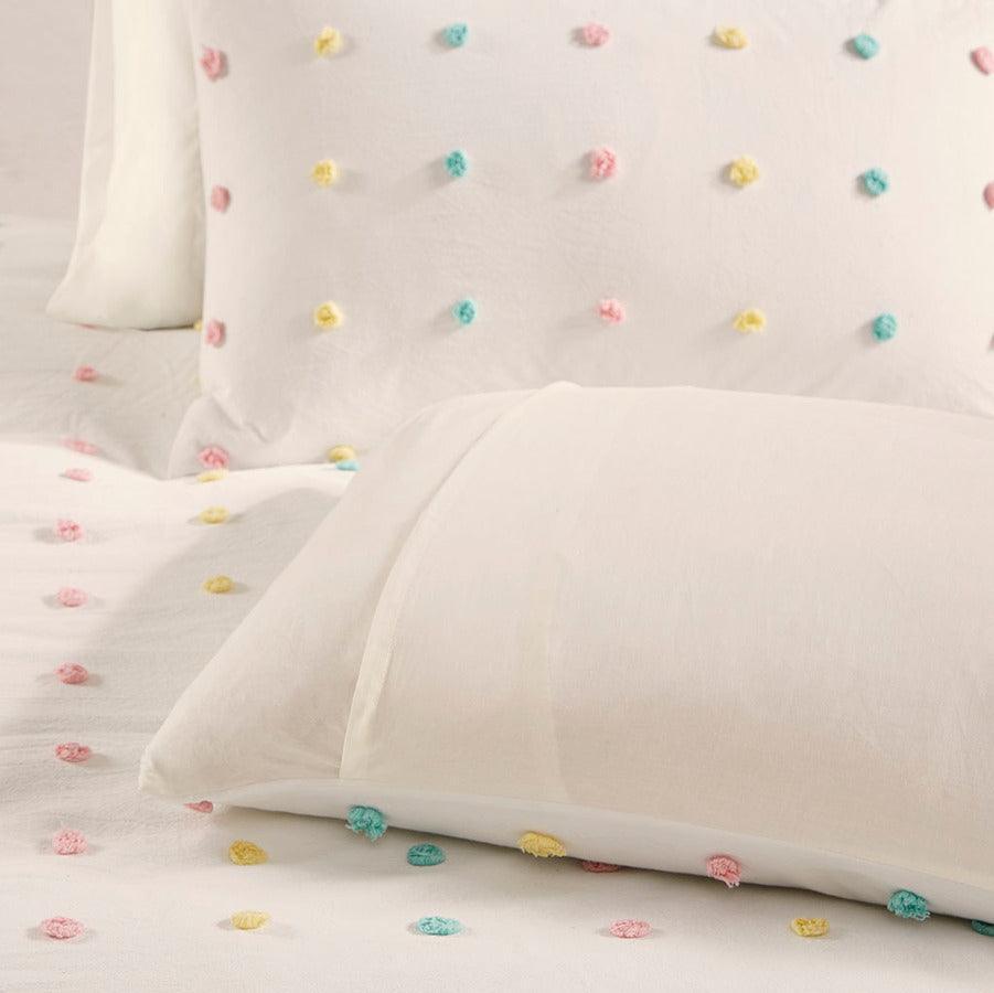 Callie Twin Cotton Jacquard Pom Pom Comforter Set Multicolor Olliix.com