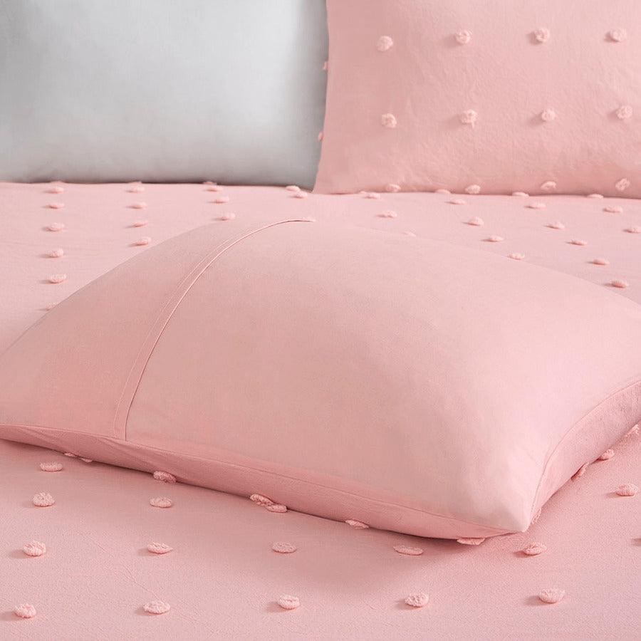 Callie Twin Cotton Jacquard Pom Pom Comforter Set Pink Olliix.com