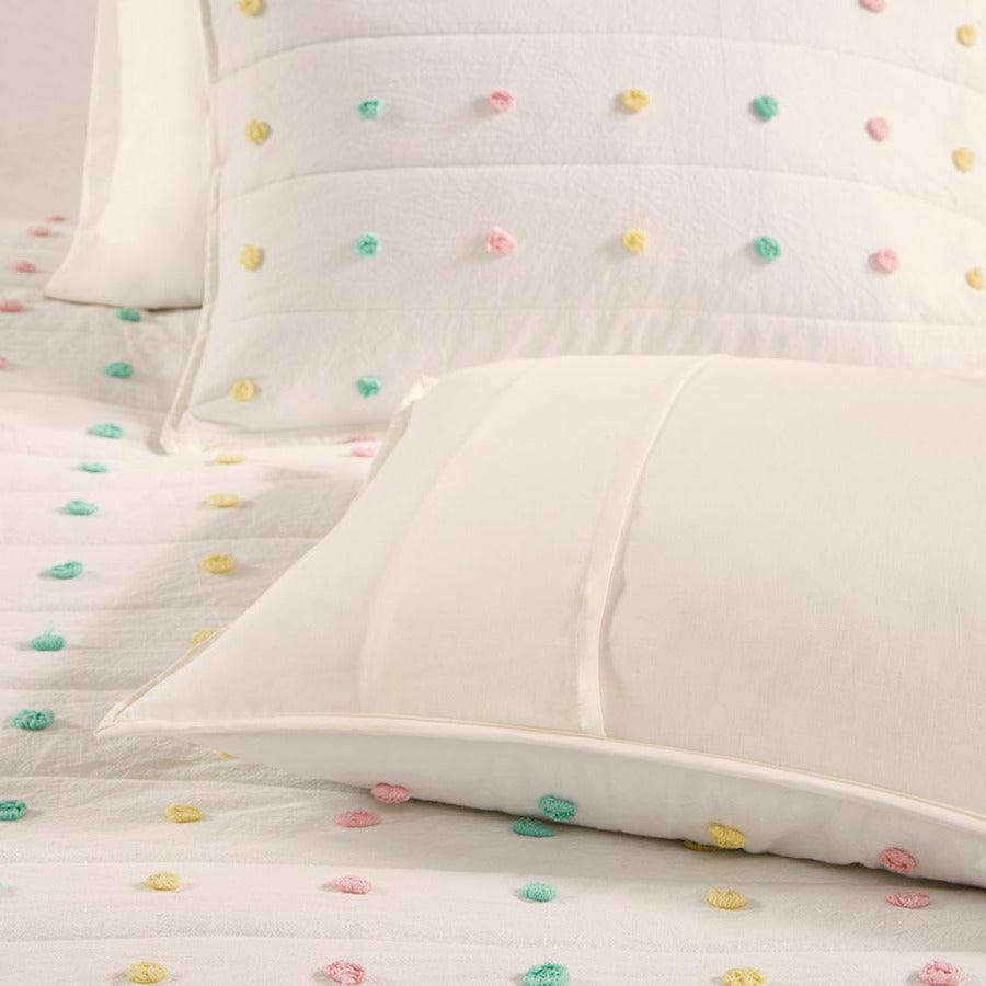 Callie Twin Cotton Jacquard Pom Pom Coverlet Set Multicolor Olliix.com