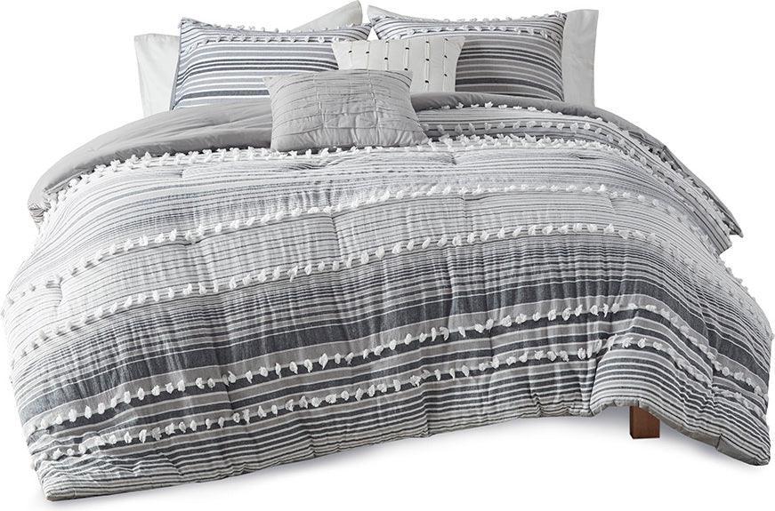 Calum 20 " D Cotton Jacquard Comforter Set Gray Full/Queen Olliix.com