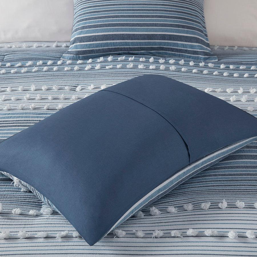 Calum Casual Cotton Jacquard Comforter Set Navy King/Cal King Olliix.com