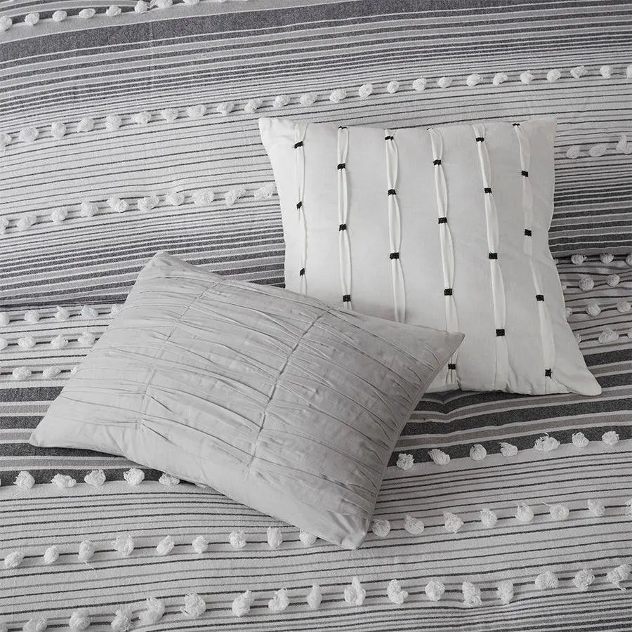 Calum Cotton Jacquard Comforter Set Gray King/Cal King Olliix.com