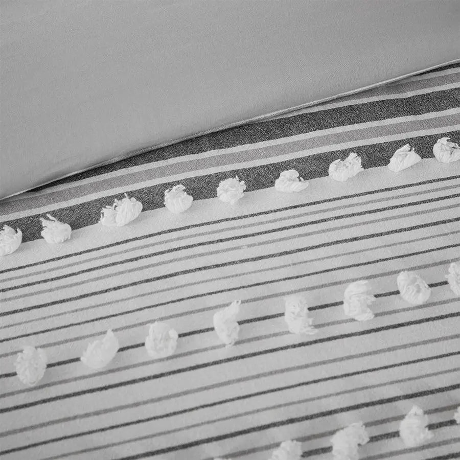 Calum Cotton Jacquard Comforter Set Gray King/Cal King Olliix.com