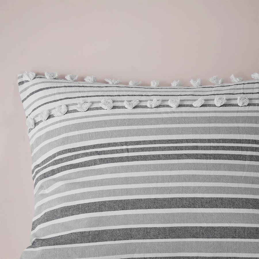 Calum Modern Cotton Jacquard Duvet Cover Set Full/Queen Gray Olliix.com