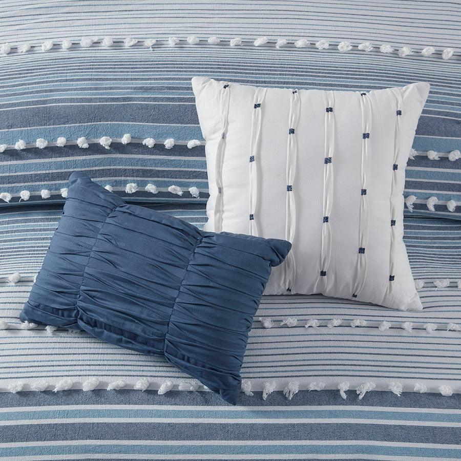 Calum Modern Cotton Jacquard Duvet Cover Set Full/Queen Navy Olliix.com