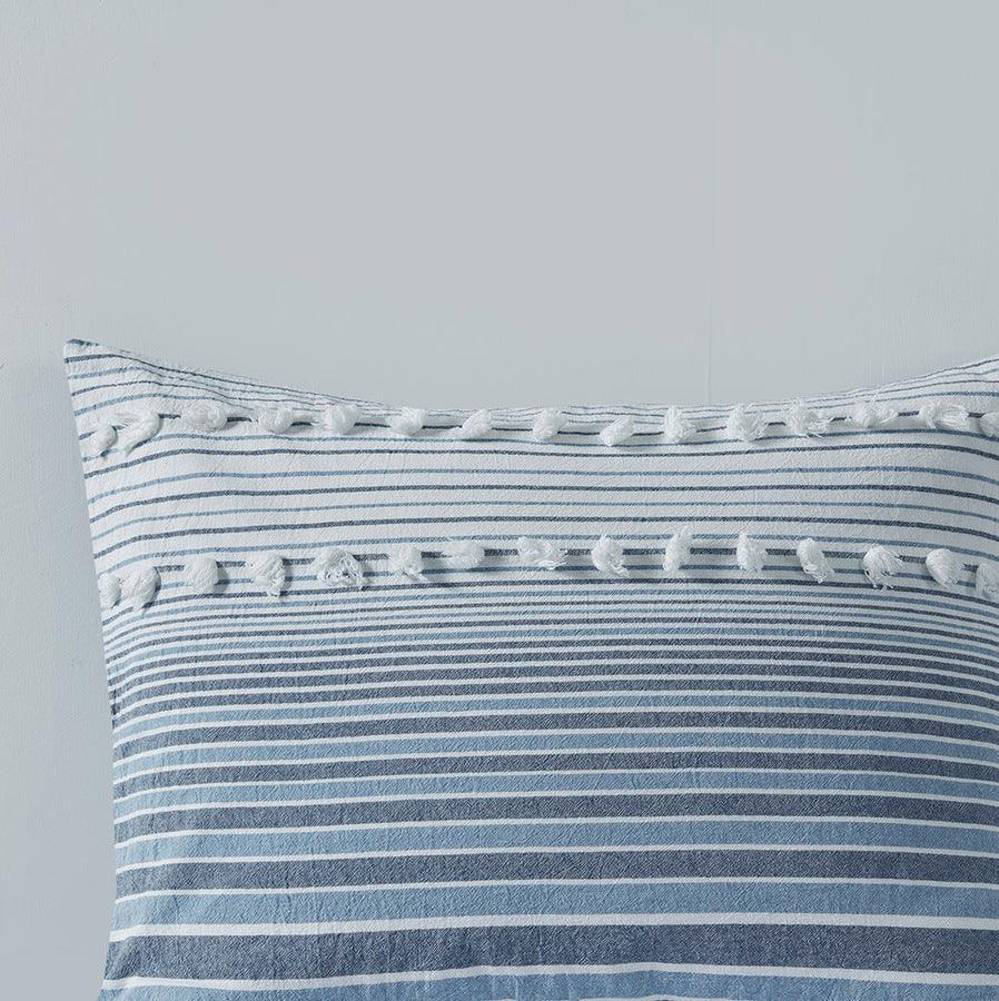 Calum Modern Cotton Jacquard Duvet Cover Set Full/Queen Navy Olliix.com