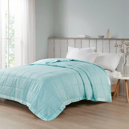 Cambria Casual Premium Oversize Down Alt Blanket with 3M Scotchgard Full/Queen Aqua Olliix.com