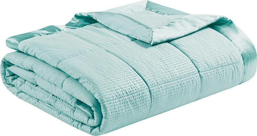 Cambria Casual Premium Oversize Down Alt Blanket with 3M Scotchgard Full/Queen Aqua Olliix.com