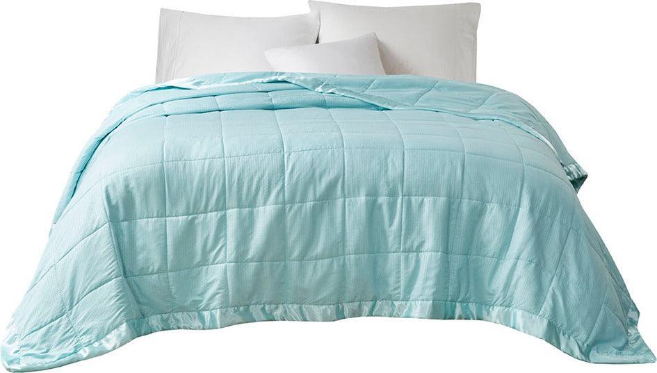 Cambria Casual Premium Oversize Down Alt Blanket with 3M Scotchgard Full/Queen Aqua Olliix.com