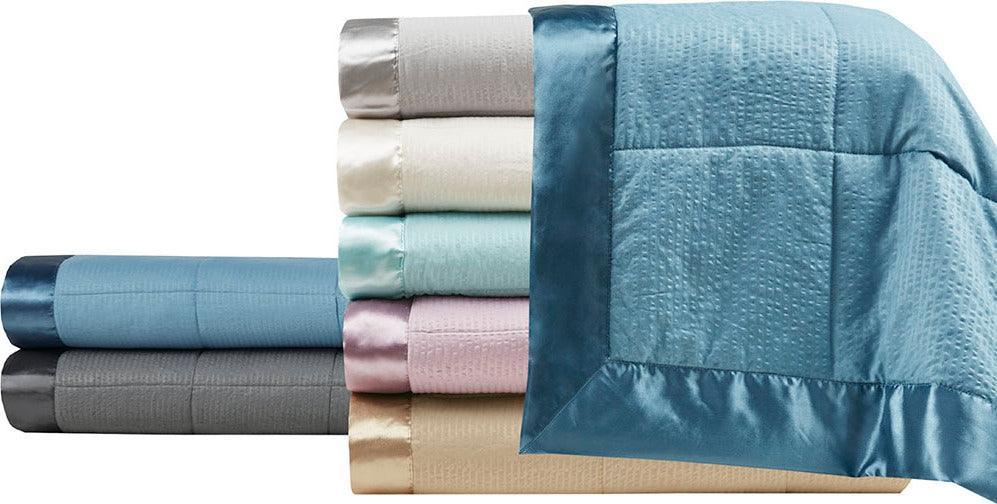 Cambria Casual Premium Oversize Down Alt Blanket with 3M Scotchgard Full/Queen Aqua Olliix.com