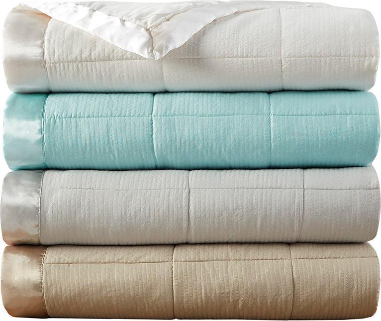 Cambria Casual Premium Oversize Down Alt Blanket with 3M Scotchgard Full/Queen Aqua Olliix.com