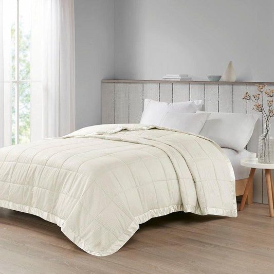 Cambria Casual Premium Oversize Down Alt Blanket with 3M Scotchgard Full/Queen Ivory Olliix.com