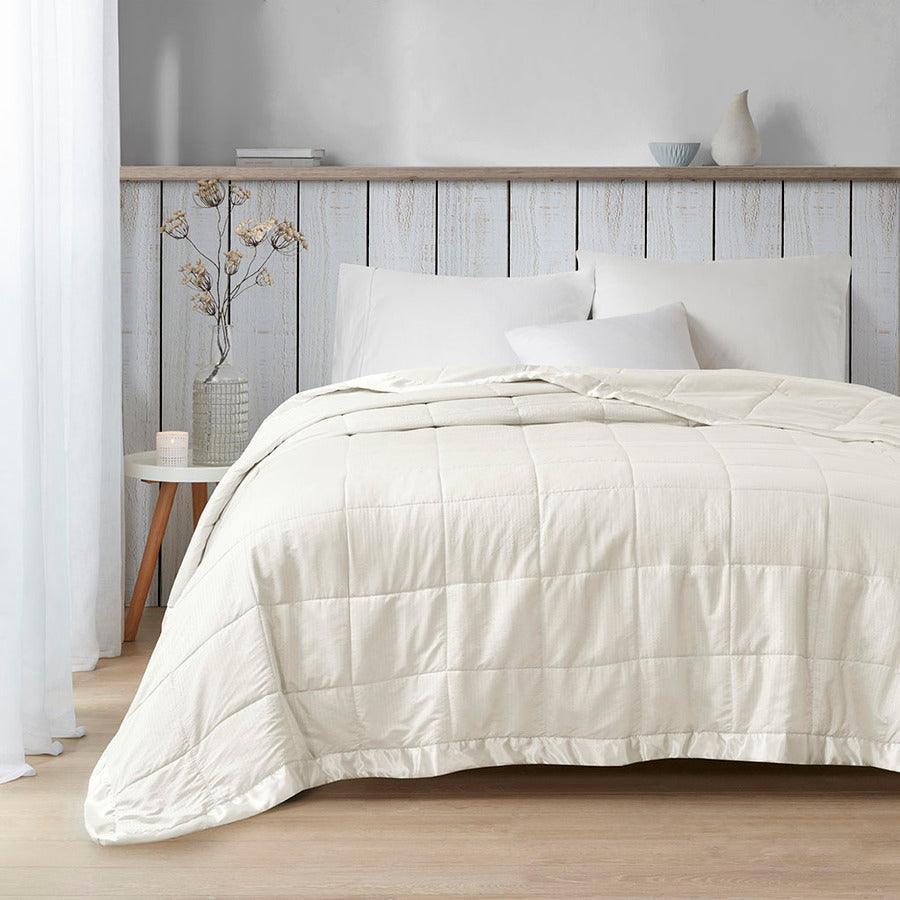 Cambria Casual Premium Oversize Down Alt Blanket with 3M Scotchgard Full/Queen Ivory Olliix.com