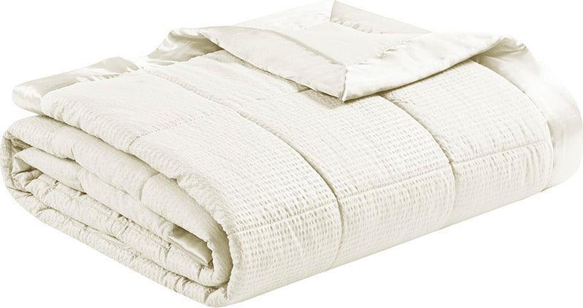 Cambria Casual Premium Oversize Down Alt Blanket with 3M Scotchgard Full/Queen Ivory Olliix.com