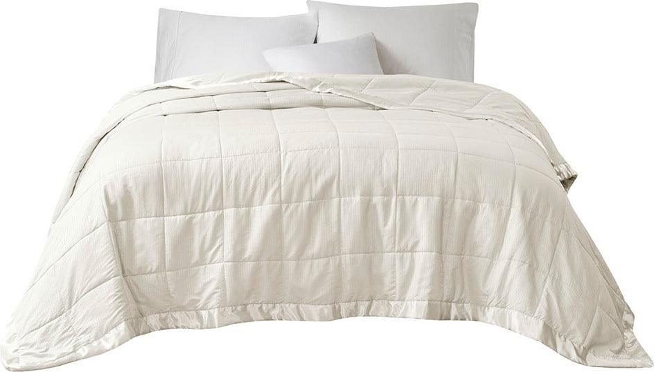 Cambria Casual Premium Oversize Down Alt Blanket with 3M Scotchgard Full/Queen Ivory Olliix.com