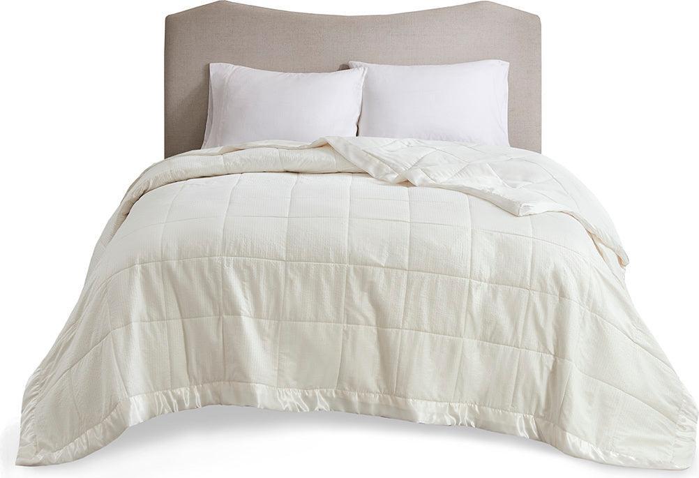 Cambria Casual Premium Oversize Down Alt Blanket with 3M Scotchgard Full/Queen Ivory Olliix.com