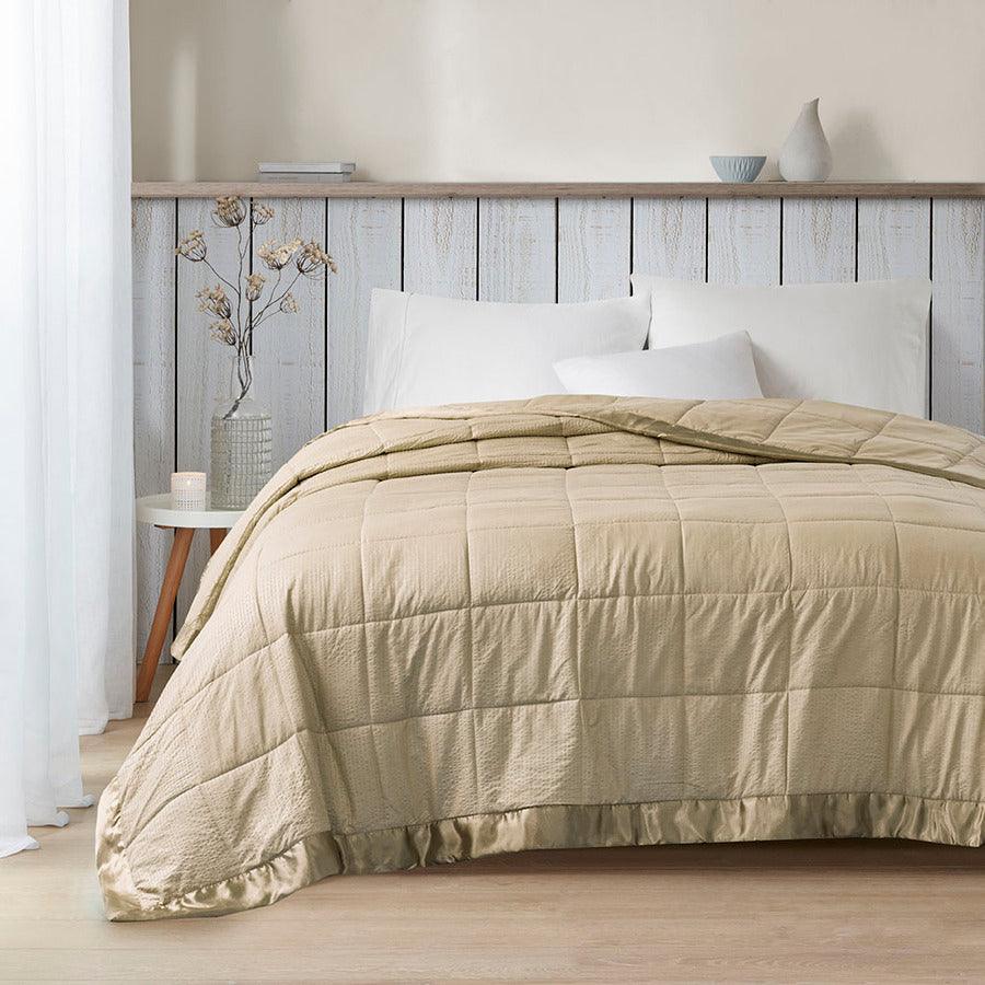 Cambria Casual Premium Oversize Down Alt Blanket with 3M Scotchgard Full/Queen Taupe Olliix.com