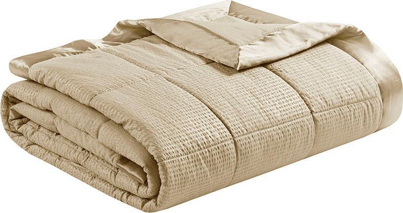 Cambria Casual Premium Oversize Down Alt Blanket with 3M Scotchgard Full/Queen Taupe Olliix.com