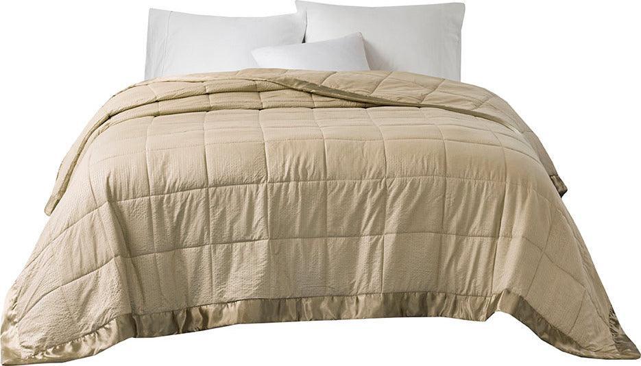 Cambria Casual Premium Oversize Down Alt Blanket with 3M Scotchgard Full/Queen Taupe Olliix.com