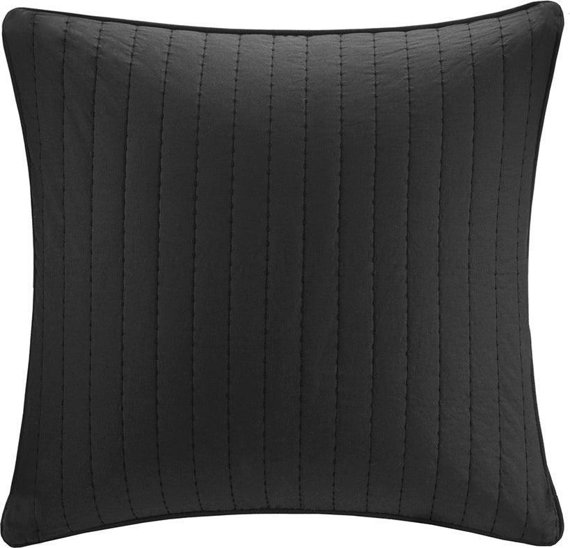 Camila Cotton Quilted Euro Sham Black Olliix.com