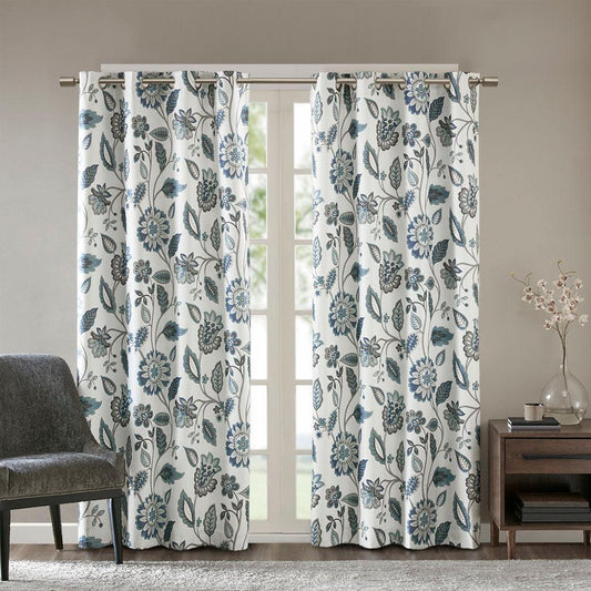 Camille 84 H Jacquard Printed Room Darkening Panel Aqua Olliix.com