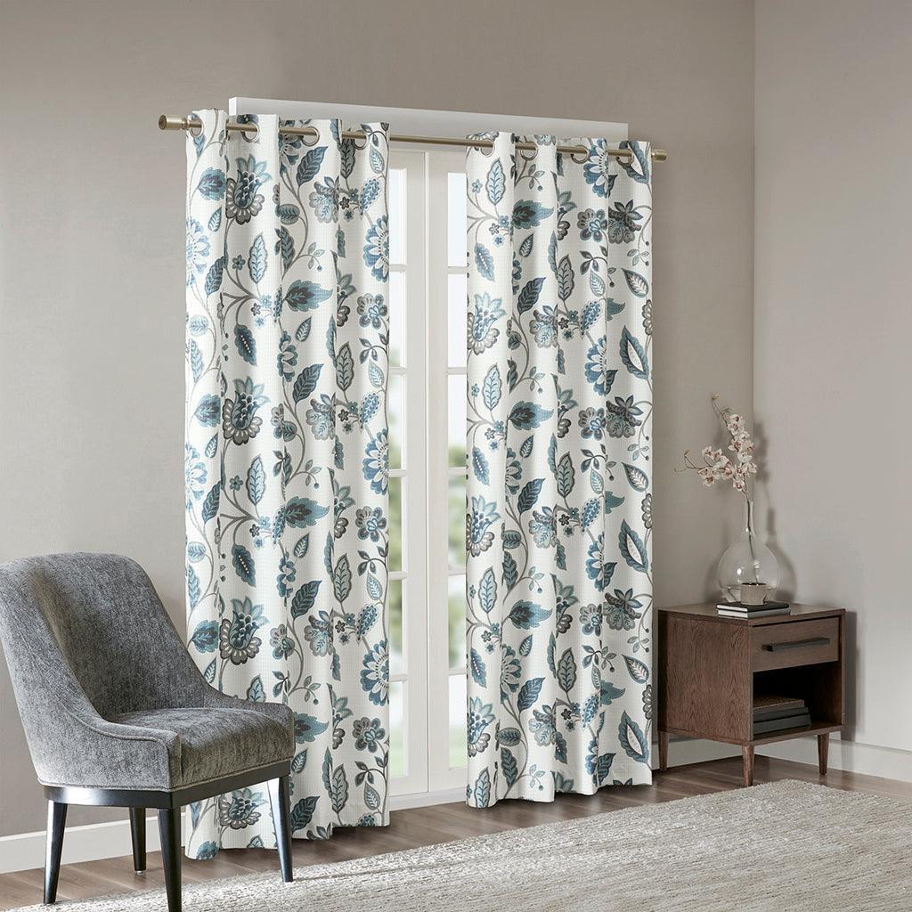 Camille 84 H Jacquard Printed Room Darkening Panel Aqua Olliix.com